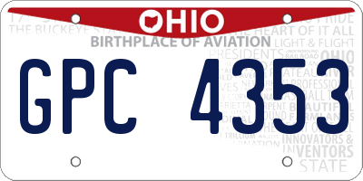 OH license plate GPC4353