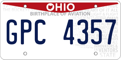 OH license plate GPC4357