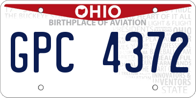 OH license plate GPC4372