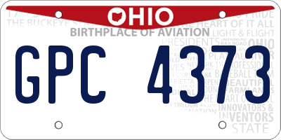 OH license plate GPC4373