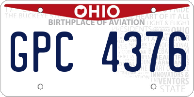 OH license plate GPC4376