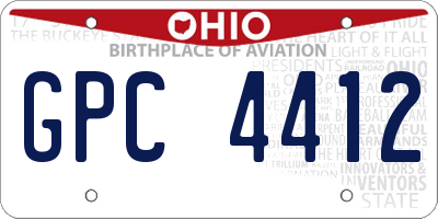 OH license plate GPC4412