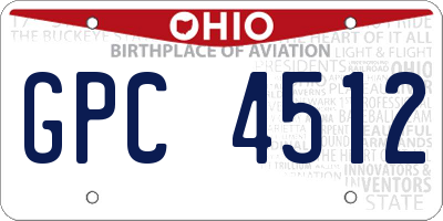 OH license plate GPC4512
