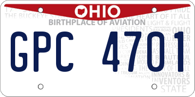 OH license plate GPC4701