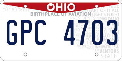 OH license plate GPC4703