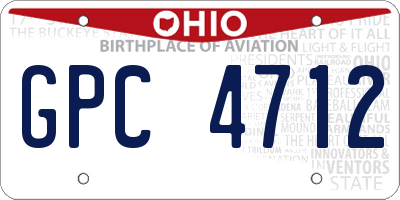 OH license plate GPC4712
