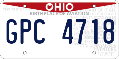 OH license plate GPC4718