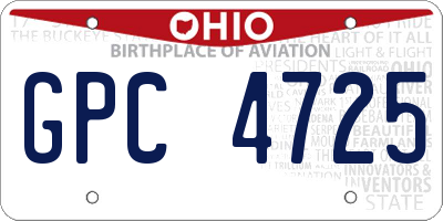 OH license plate GPC4725