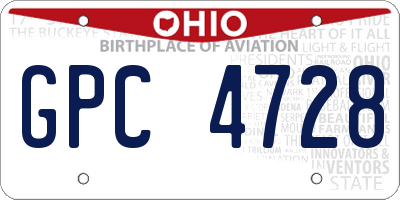 OH license plate GPC4728