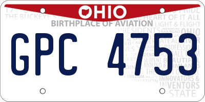 OH license plate GPC4753