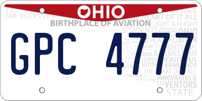 OH license plate GPC4777