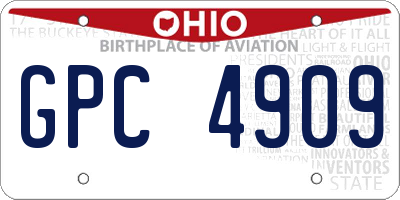 OH license plate GPC4909
