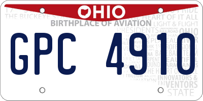 OH license plate GPC4910