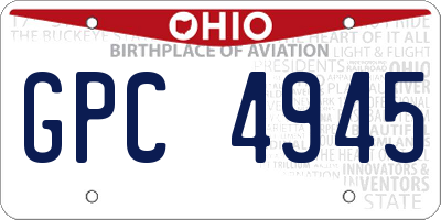 OH license plate GPC4945