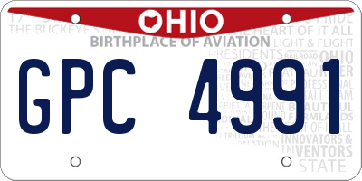 OH license plate GPC4991