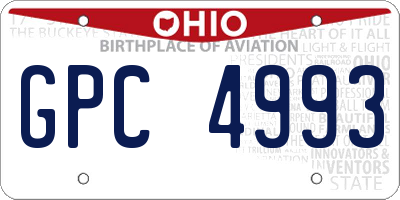 OH license plate GPC4993