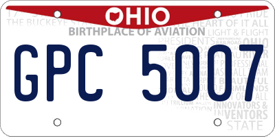 OH license plate GPC5007