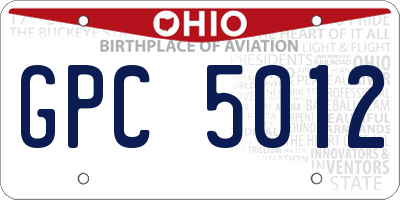 OH license plate GPC5012