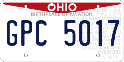 OH license plate GPC5017