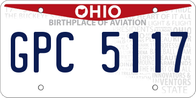 OH license plate GPC5117