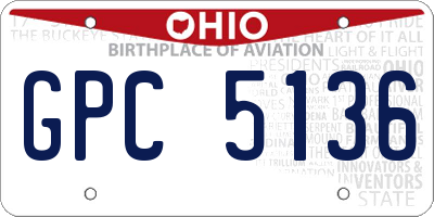 OH license plate GPC5136