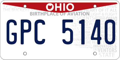 OH license plate GPC5140