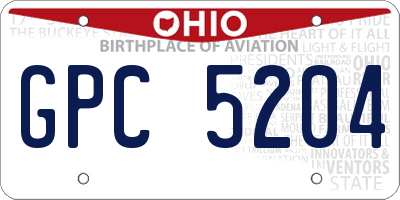 OH license plate GPC5204
