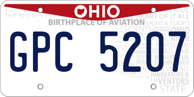 OH license plate GPC5207