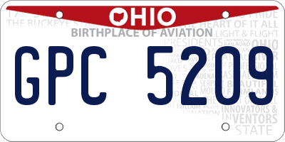 OH license plate GPC5209