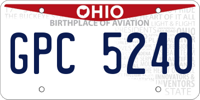 OH license plate GPC5240