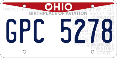 OH license plate GPC5278