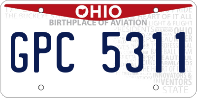 OH license plate GPC5311