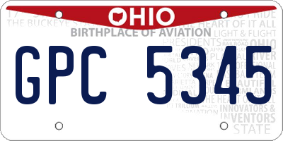 OH license plate GPC5345