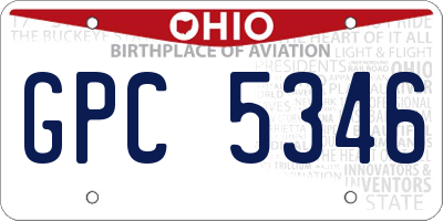 OH license plate GPC5346