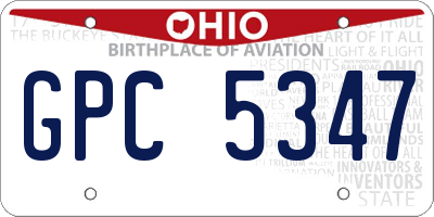 OH license plate GPC5347