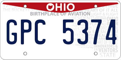 OH license plate GPC5374