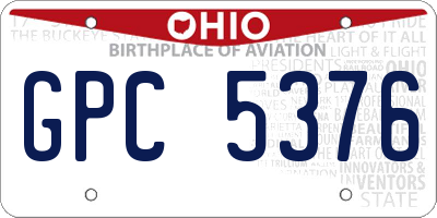 OH license plate GPC5376