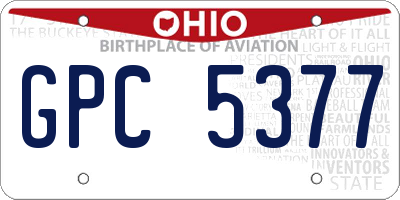 OH license plate GPC5377
