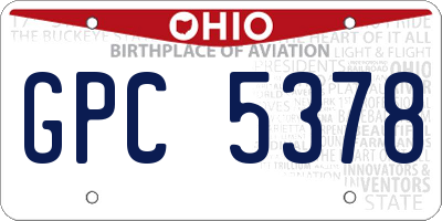 OH license plate GPC5378