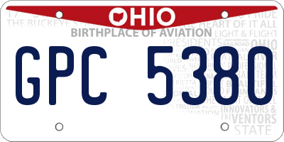 OH license plate GPC5380