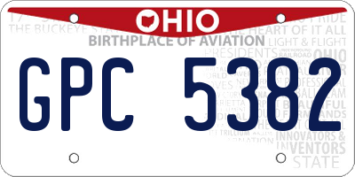 OH license plate GPC5382