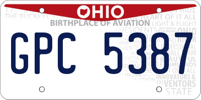 OH license plate GPC5387