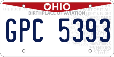 OH license plate GPC5393