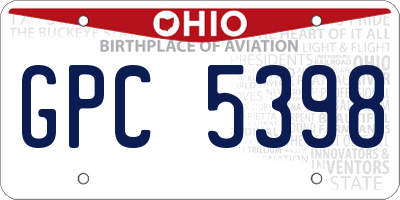 OH license plate GPC5398