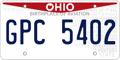 OH license plate GPC5402