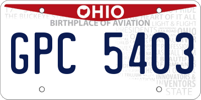 OH license plate GPC5403
