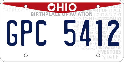 OH license plate GPC5412