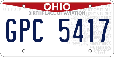 OH license plate GPC5417