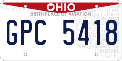 OH license plate GPC5418