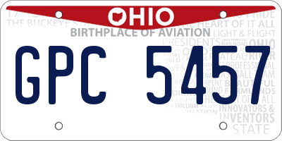 OH license plate GPC5457